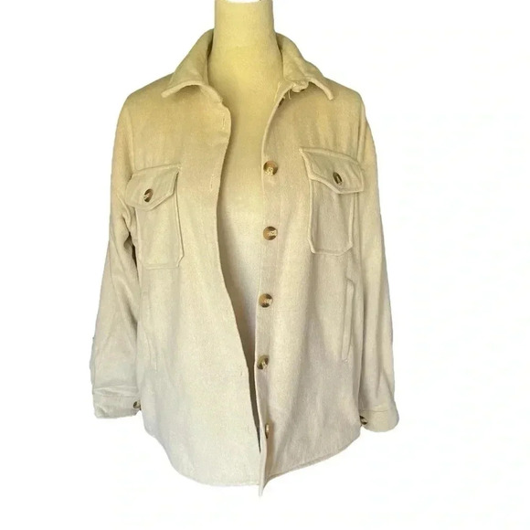 Thread & Supply Woven Shacket Ivory Long Sleeves Women Jacket Size S - Picture 3 of 9